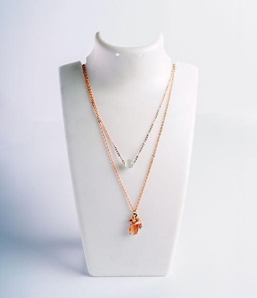 Rose Gold Double Layer Pineapple Pendant Necklace