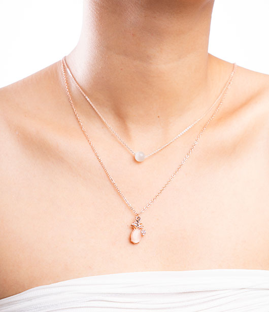 Rose Gold Double Layer Pineapple Pendant Necklace