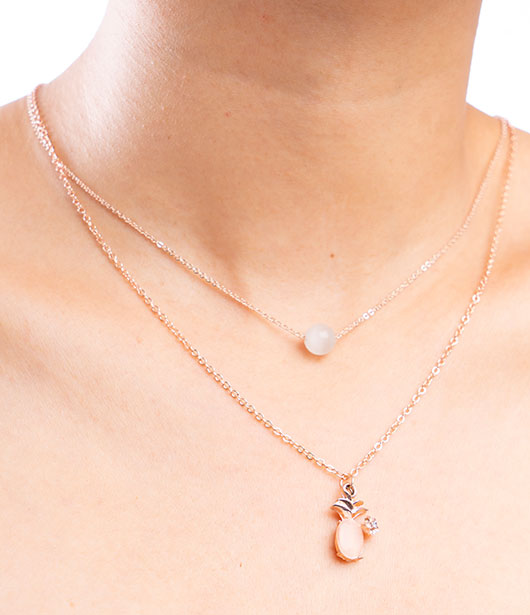 Rose Gold Double Layer Pineapple Pendant Necklace