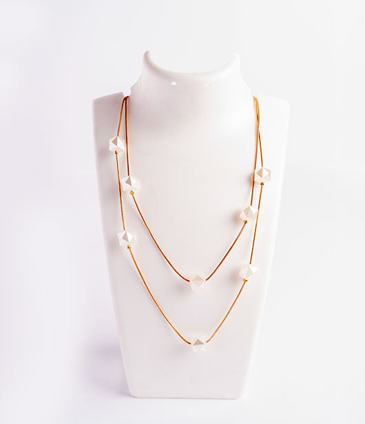 Gold Double-Layer Geometric Bead Necklace