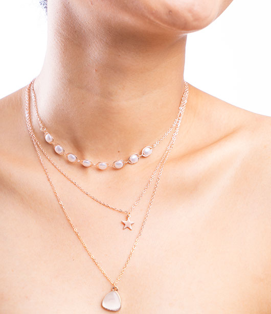 Pearl and Star Charm Layered Necklace