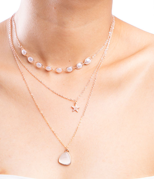 Pearl and Star Charm Layered Necklace