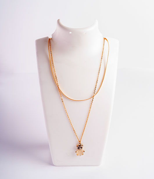 Gold-Plated Cat Charm Layered Necklace