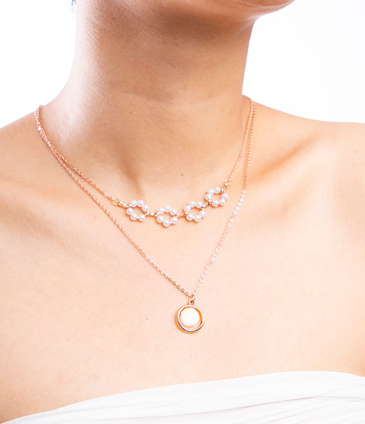 Rose Gold Double-Layered Floral Necklace