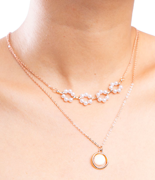 Rose Gold Double-Layered Floral Necklace