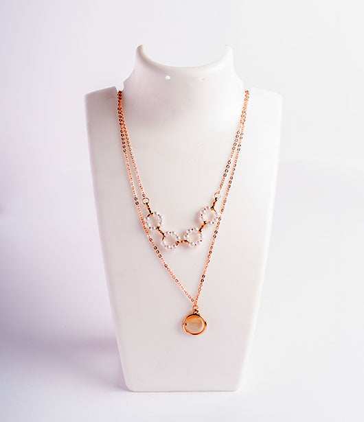 Rose Gold Double-Layered Floral Necklace