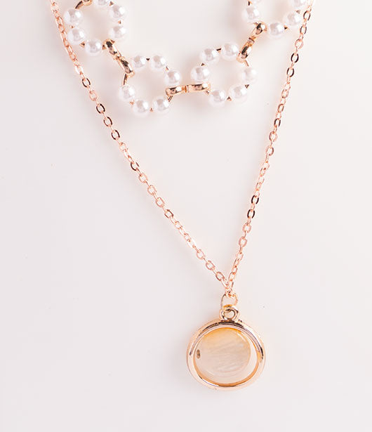 Rose Gold Double-Layered Floral Necklace