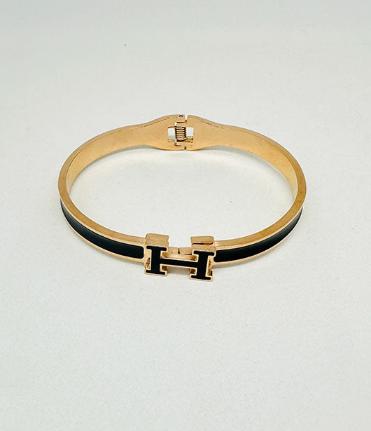 Stainless Steel Classic H Enamel Bangle