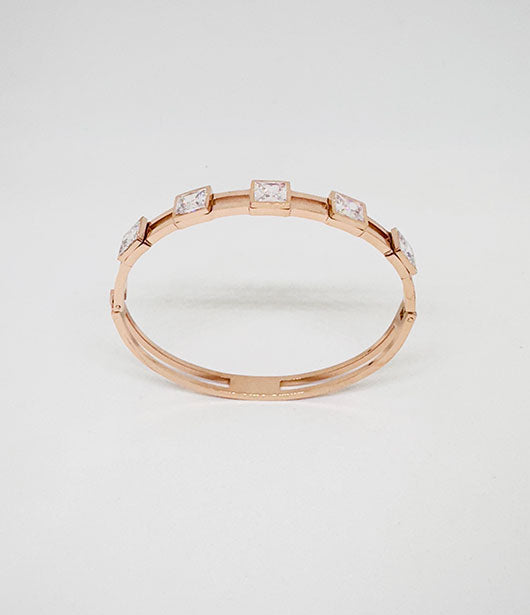 Rose Gold Square Crystal Accent Bangle