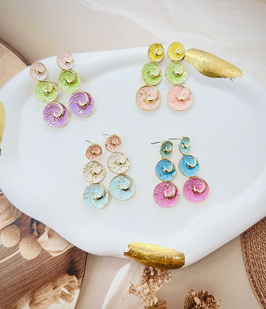 Vibrant Swirl Dangle Earrings  Set  [ PAIR OF 4 ]