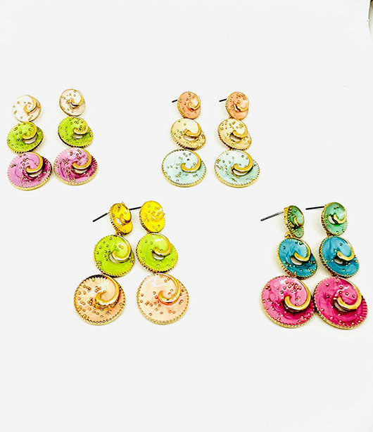 Vibrant Swirl Dangle Earrings  Set  [ PAIR OF 4 ]