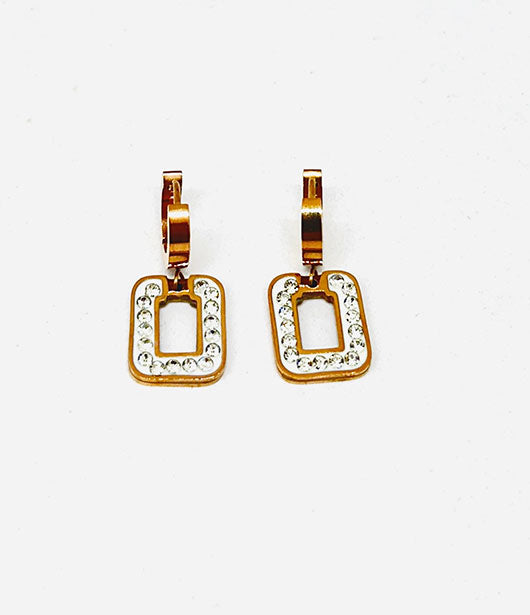 Sparkling Crystal Rectangle Drop Earrings