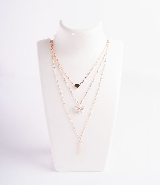 Rose Gold Layered Butterfly Necklace