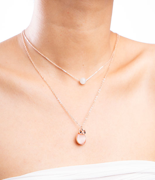 Rose Gold Double Layer Owl Necklace