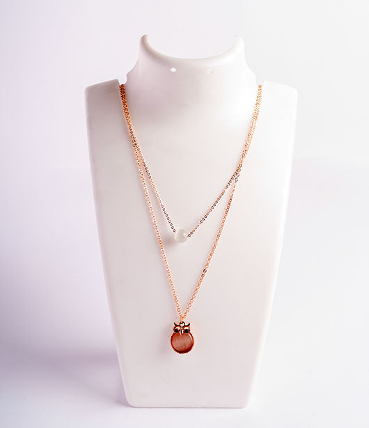 Rose Gold Double Layer Owl Necklace