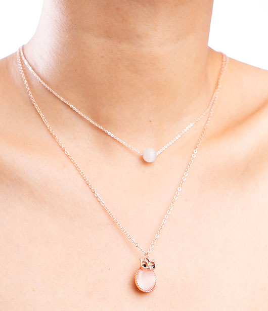 Rose Gold Double Layer Owl Necklace