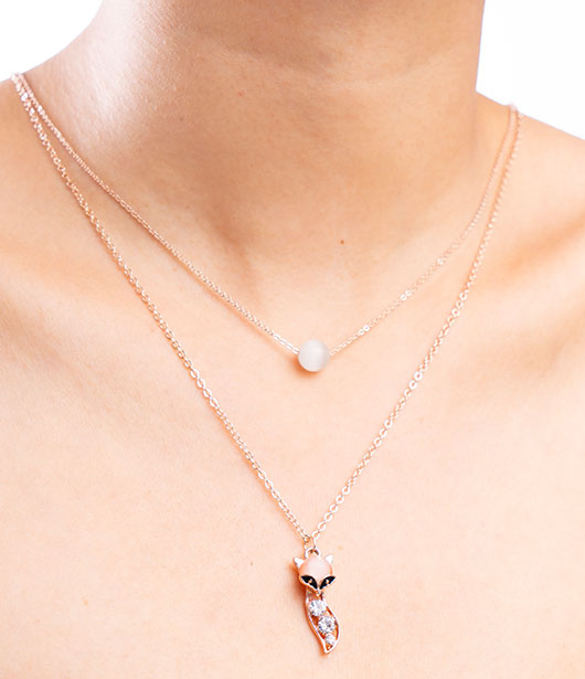 Fox-Shaped Rose Gold Pendant Necklace