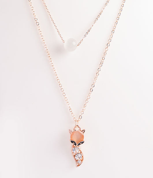 Fox-Shaped Rose Gold Pendant Necklace