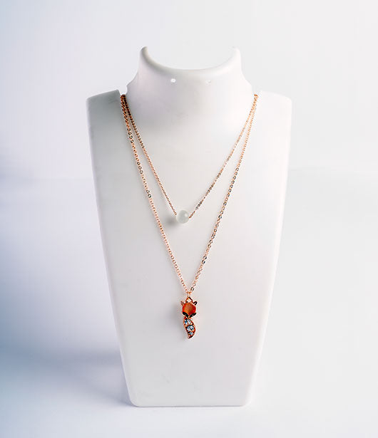 Fox-Shaped Rose Gold Pendant Necklace