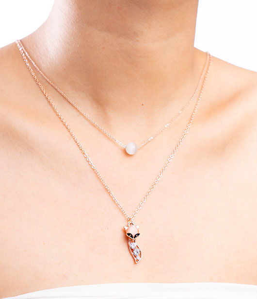 Fox-Shaped Rose Gold Pendant Necklace