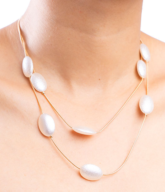 Elegant Double-Layer Oval Bead Necklace