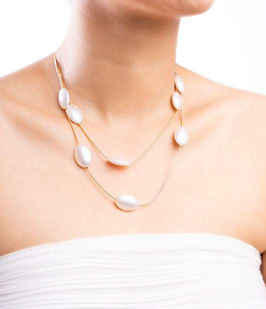 Elegant Double-Layer Oval Bead Necklace