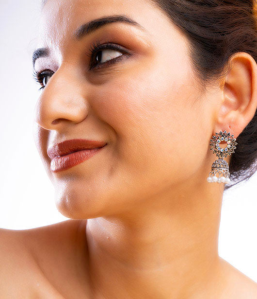 Radiant Pearl Jhumka Earrings