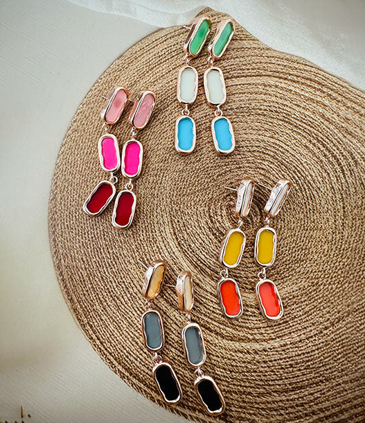 Vibrant Multi-Color Drop Earrings Set  [PAIR OF 4]