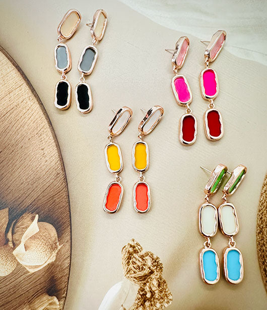 Vibrant Multi-Color Drop Earrings Set  [PAIR OF 4]