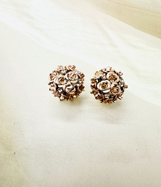 Floral Bouquet Stud Earrings with Crystal Accents