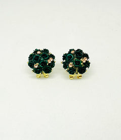 Floral Bouquet Stud Earrings with Crystal Accents