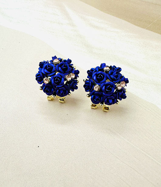 Floral Bouquet Stud Earrings with Crystal Accents