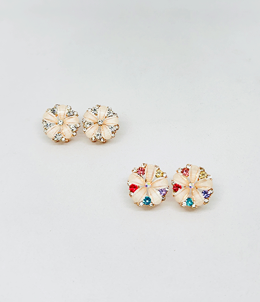 Dual-Tone Floral Stud Earrings Set [ PAIR OF 2]