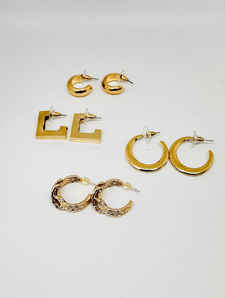 Modern Hoop Earring Set [PAIR OF 4]