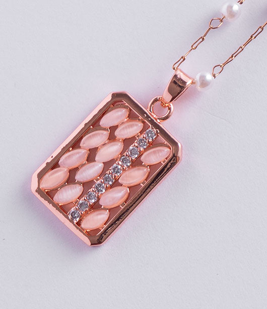 Rectangular Pendant Necklace with Textured Design