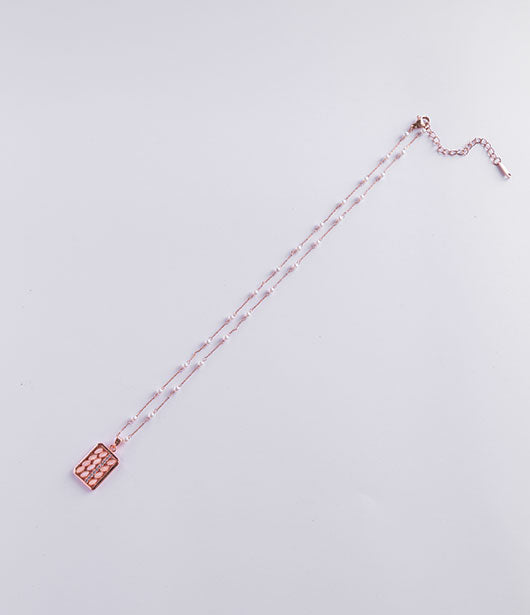 Rectangular Pendant Necklace with Textured Design