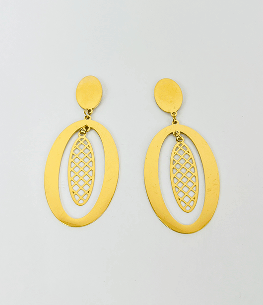 Oval Pineapple Drop Earrings