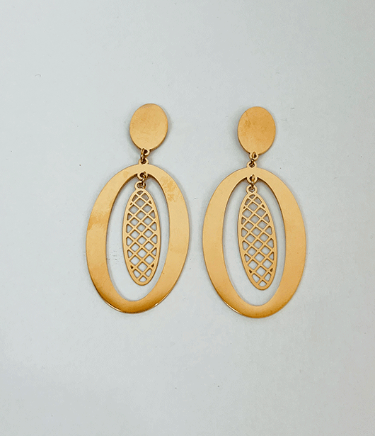 Oval Pineapple Drop Earrings