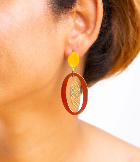 Oval Pineapple Drop Earrings