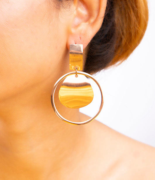 Geometric Gold Drop Earrings