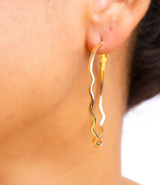 Wavy Gold Hoop Earrings