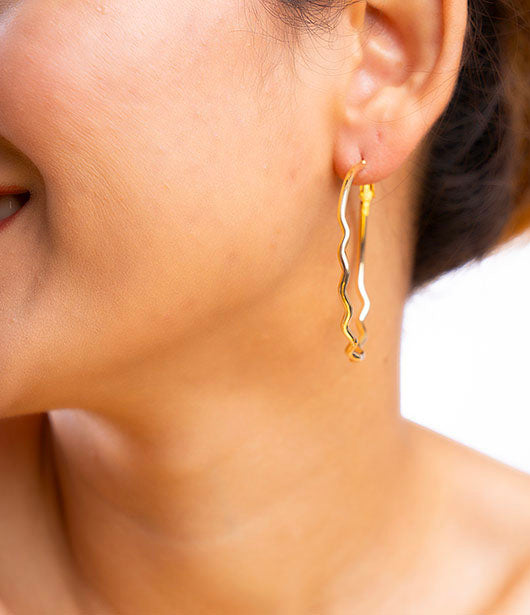 Wavy Gold Hoop Earrings