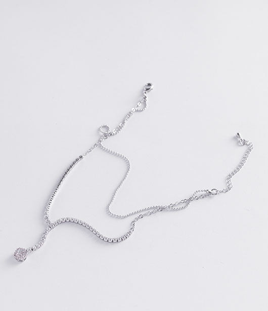 Silver Crystal Drop Anklet