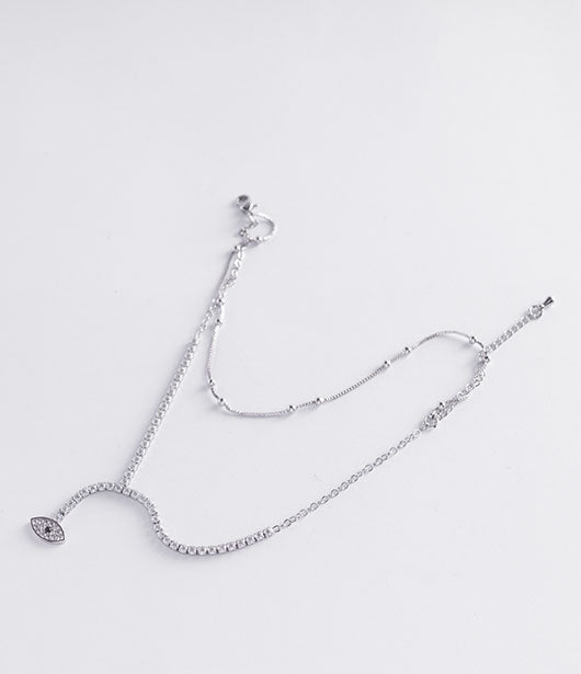 Evil Eye Silver Crystal Anklet