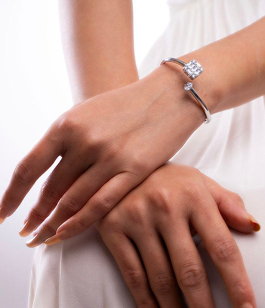 Silver Crystal Open Cuff Bracelet