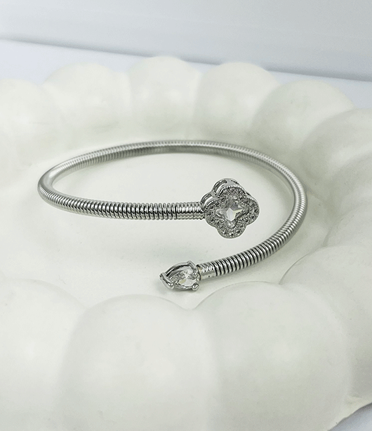 Stainless Steel Spiral Crystal Bracelet