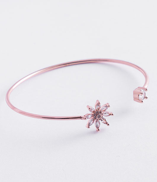 Stainless Steel Floral Crystal Bracelet