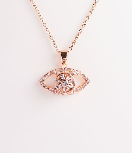 Rose Gold Evil Eye Chain Pendant