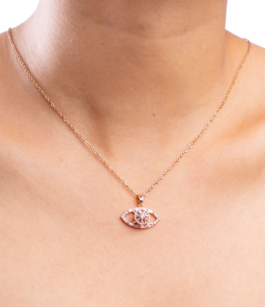 Rose Gold Evil Eye Chain Pendant