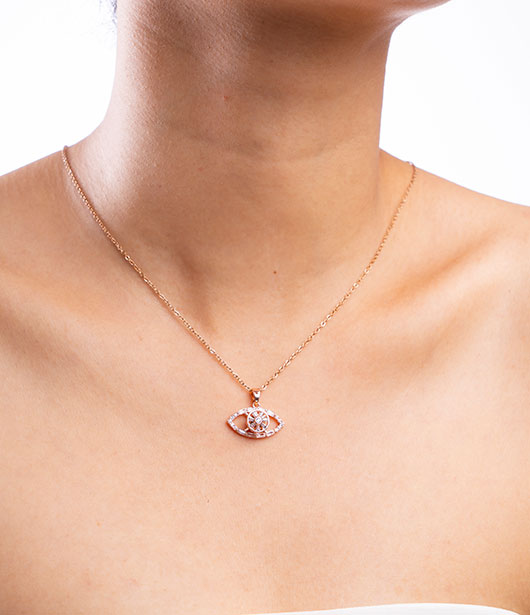 Rose Gold Evil Eye Chain Pendant